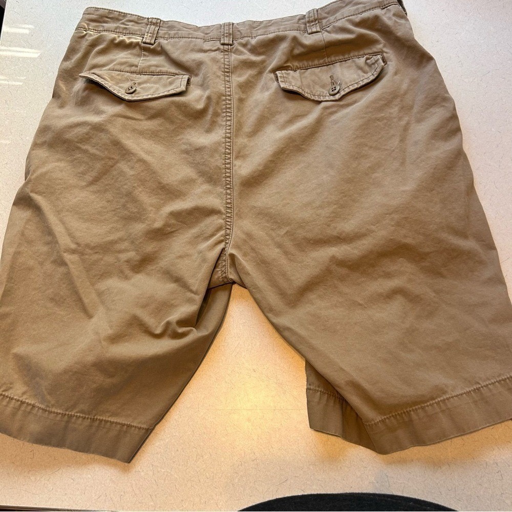 Cremieux Classics Mens Khaki Chino Shorts Tan Cotton Twill Flat Front Size‎ 38 - Picture 3 of 8